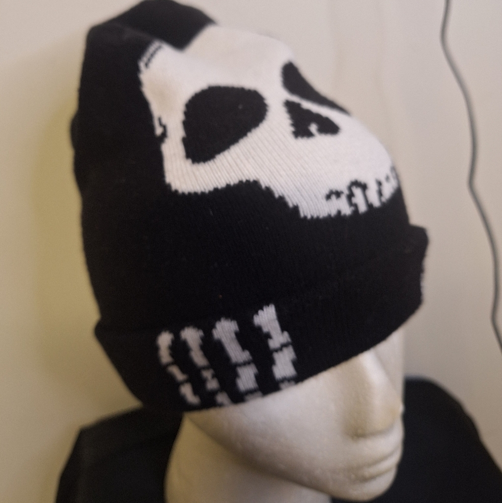 H&M Black and White Skull Sock Hat One Size